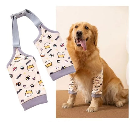 Hunde Kniepolster für große Hunde, verstellbar mit Sushi-Motiv für optimalen Komfort und Schutz.